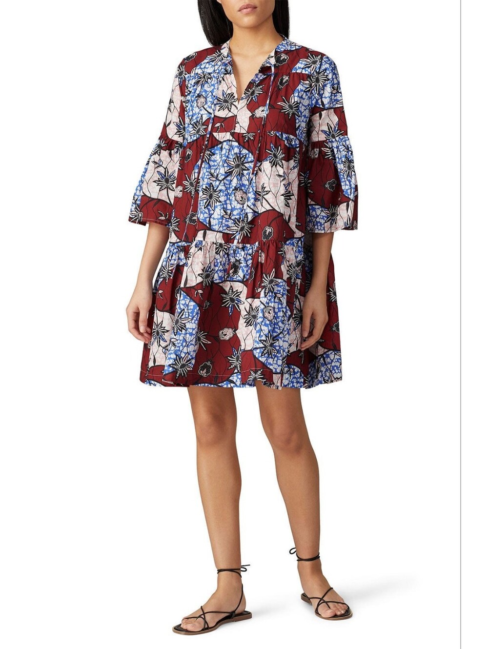 Warm Wax Poetic Garden Dress Abstract Floral Cotton Mini Dress Size 2-4
